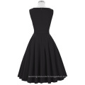 Belle Poque sans manches à manches longues Robe noire vintage rétro extensible BP000182-1